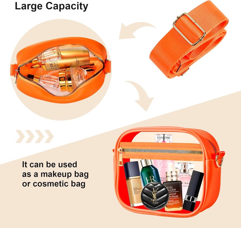 Fibrdoo Clear Bag Stadium Approved, Leather Clear Crossbody Purse Bag for Concerts Sports Events Festivals - Image 3